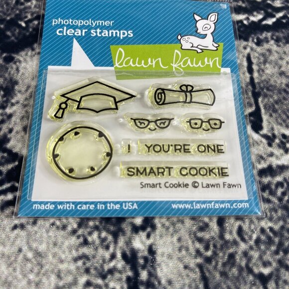 Lawn Fawn Smart Cookie Clear Stamp Set LF1175 School Graduations Clock Glasses - Picture 2 of 6